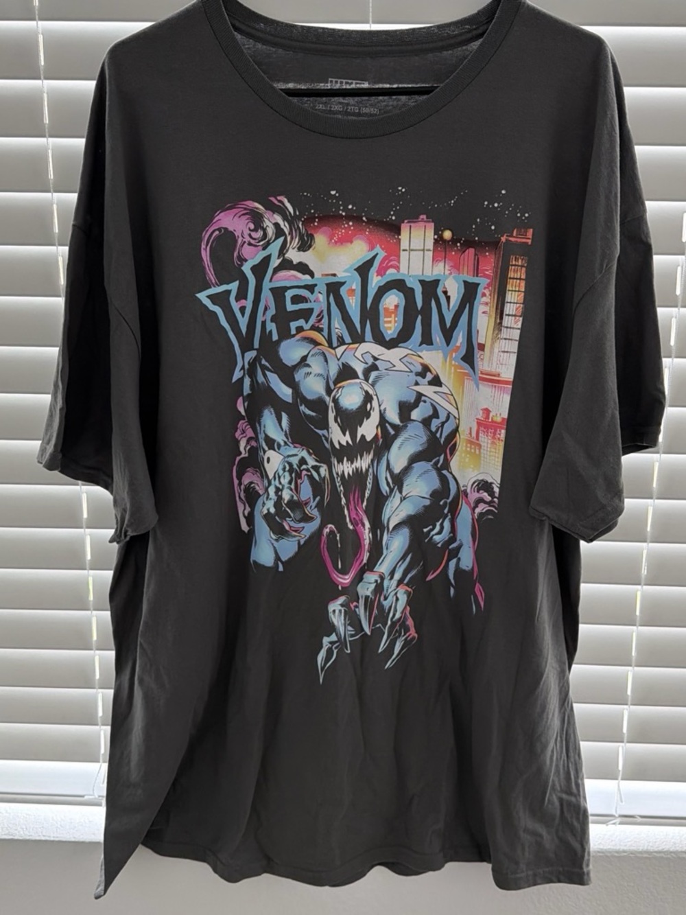 Marvel Venom Graphic Tee - Black with Blue and Pink Accents